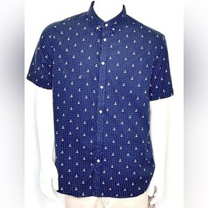 Denim & Flower Ricky Singh Men’s Anchor Print Button Up Casual Shirt Button Up